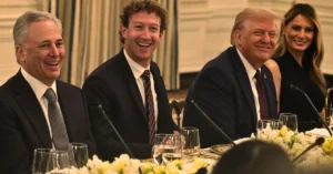 The White House starts a two year Tech Force hiring program. Trump and Zuckerberg at a White House dinner. Alex Wong/Getty Images